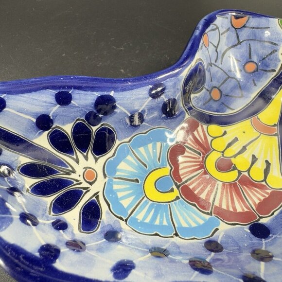 Mexico Pottery Talavera Pepper Shape Dish Plate Hand Made Castillo Signed VTG - Picture 7 of 13